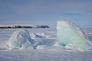 jumbled ice on the frozen Arctic ocean, off Herschel island, Mackenzie River delta