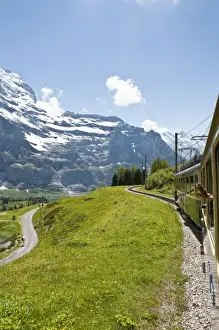 Jungfrau Region, Switzerland. Hiking below the Jungfrau massif from Kleine Scheidegg