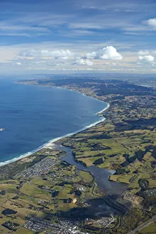 Shoreline Prints: Kaikorai Lagoon and Waldronville, Dunedin, Otago, South Island, New Zealand - aerial