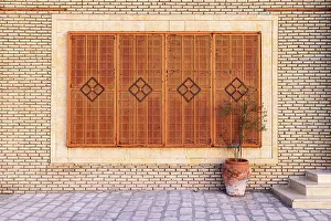 Tunisia Prints: Kairouan, Tunisia. Metal screened window in the city of Kairouan