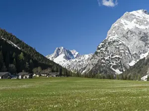 The Karwendel Mountain Range near Gramai in valley Falzthurntal during spring close
