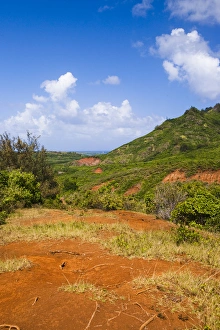 Kauai, Hawaii, USA. The Ha upu mountain range is in the background of this location