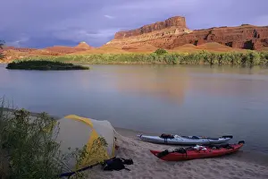 Sea Kayak Prints: Kayak camp along the Colorado River across from Harts Point downstream from the town of Moab