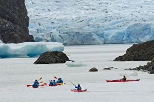 Kayak Prints: Kayakers exploring Grey Lake and Grey Glacier, Torres del Paine National Park