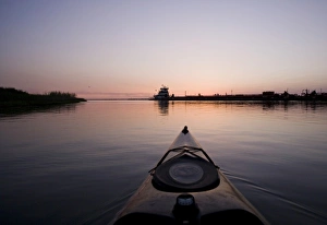 Kayaking along intracoastal waterway, Welder flats, Texas