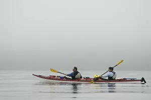Images Dated 12th September 2006: Kayaking Through the Morning Fog to Benson Island, Broken Island Group, Pacific Rim