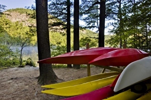 Kayak Prints: Kayaks at Echo Lake State Park in North Conway, New Hampshire. White Mountains