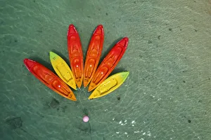 Sea Kayak Prints: Kayaks, Muri Lagoon, Rarotonga, Cook Islands, South Pacific