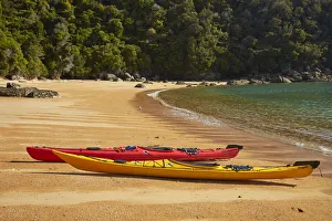 Kayak Prints: Kayaks, Te Pukatea Bay, Abel Tasman National Park, Nelson Region, South Island, New