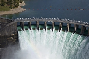 Mission Valley Prints: Kerr Dam releasing water on the Flathead River near Polson, Montana, USA
