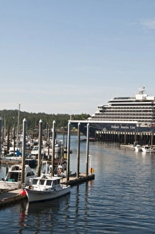 Ketchikan Prints: Ketchikan, Alaska. Fishing boats and cruise ship, Ketchikan, Southeast Alaska