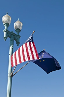 Ketchikan Prints: Ketchikan, Alaska. USA and Alaskan flags Ketchikan, Southeast Alaska