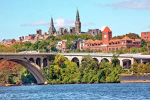 Trending: Key Bridge Potomac River Georgetown University Washington DC from Roosevelt Island