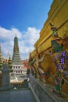 Grand Palace Prints: Khon figures guarding stupa, Wat Phra Kaeo, Bangkok, Thailand