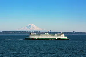 Danita Delimont New Images May 2025 Prints: Kingston to Edmonds ferry on Puget Sound with view of Mount Rainier, Washington State, USA