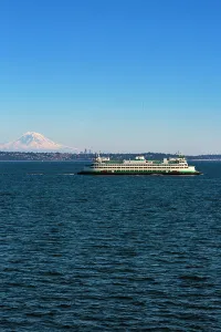 Danita Delimont New Images May 2025 Prints: Kingston to Edmonds ferry on Puget Sound with view of Mount Rainier, Washington State, USA