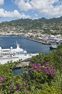 Images Dated 21st February 2011: Kingstown Harbour, St. Vincent & The Grenadines. Boudicca Fred Olsen Cruise Lines at dock