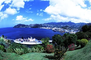 Kingstown port aerial of cruise ships in St. Vincent and the Grenadines