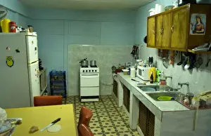 Kitchen of local home in old colonial village in Trinidad Cuba