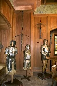 Koeningsberg Castle interior and body armor display in Eastern France
