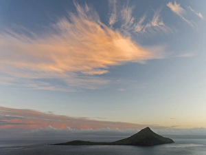 Streymoy Prints: Koltur island after sunset. The island Streymoy, one of the two large islands of