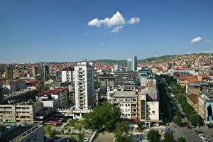 Images Dated 11th May 2007: KOSOVO, Prishtina. Downtown aerial view looking north on Boulevard Mother Teresa