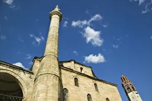 Images Dated 11th May 2007: KOSOVO, Prishtina. Exterior of the Jashar Pasha Mosque and Turkish Quarter Clock Tower