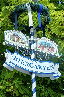 Images Dated 8th October 2024: Krems, Austria. Local Biergarten (beer garden) sign. (Editorial Use Only)