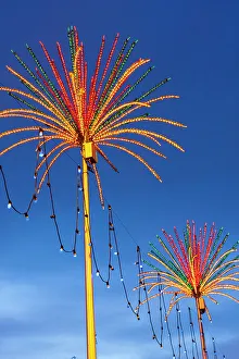 Malaysia Prints: Kuala Lumpur, West Malaysia. Colorful lights looking like palm trees