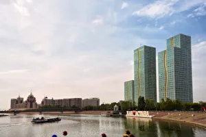 Cityscape Prints: Kursk Building along Ishim River, Astana, Kazakhstan