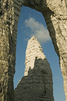 Needle Prints: L Aiguille (Needle) through Porte d Aval arch, Etretat, Normandy FRANCE