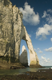 Images Dated 23rd August 2008: L Aiguille (Needle) through Porte d Aval arch, Etretat, Normandy FRANCE