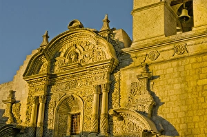 Spanish Culture Prints: La Compania adjacent to the Plaza de Armas in lovely Arequipa, Peru, the White