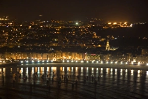 Liberian Peninsula Prints: La Concha Bay and the city of Donostia-San Sebastian at night, Guipuzcoa, Basque Country