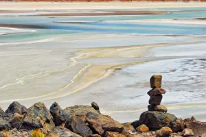Antofagasta Prints: Laguna Salar de Talar with rock pile, San Pedro de Atacama, Antofagasta Region, Chile