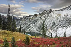 Lake Ann in autumn with fresh snowfall. North Cascades, Washington State