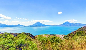 Lookout Prints: Lake Atitlan, Guatemala. Panorama view of Lake Atitlan