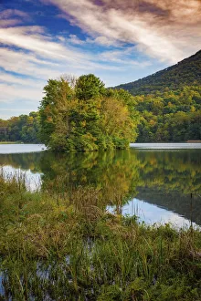 Lake reflections, Peaks Of Otter, Blue Ridge Parkway, Smoky Mountains, USA