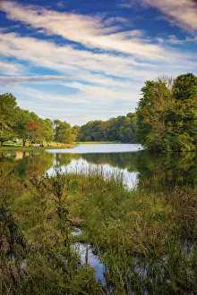Images Dated 5th August 2021: Lake reflections, Peaks Of Otter, Blue Ridge Parkway, Smoky Mountains, USA