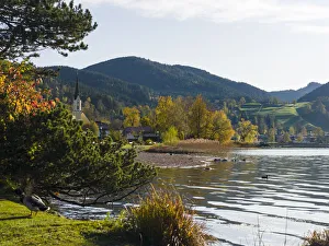 Images Dated 8th June 2020: Lake and village Schliersee in the Bavarian Alps, Bavaria, Germany