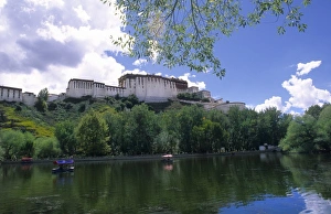 Tibet Prints: The back side with the lake at the wonderful Potala Palace the home of the Dalai