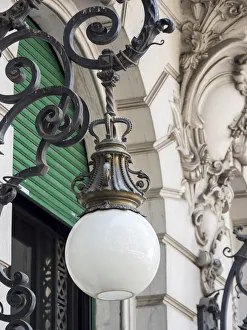 Buenos Aires Prints: Lamps on street Diagonal Norte in the Microcentro. Buenos Aires, capital of Argentina