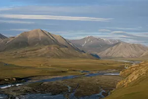 landscape of the 1002 area of the Arctic National Wildlife Refuge with the Brooks Range mountains