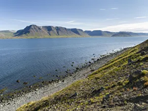 Mid Ocean Ridge Prints: Landscape at fjord Dyrafjordur. The remote Westfjords in northwest Iceland