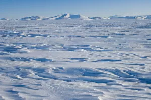 landscape of the frozen Arctic ocean west of Herschel Island, off the Mackenzie River delta