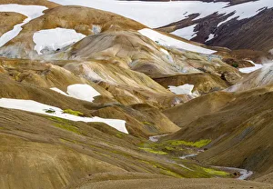 Landscape in the geothermal area Hveradalir in the mountains Kerlingarfjoll in