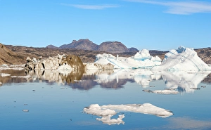 North Greenland Prints: Landscape with icebergs in the Uummannaq Fjord System in the northwest of Greenland