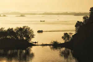 Chittagong Prints: Landscape of Kaptai Lake in morning mist, Rangamati, Chittagong Division, Bangladesh