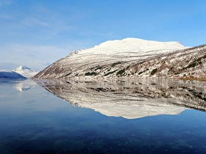 Lapland Prints: Landscape at Lavangen Fjord during winter. Norway