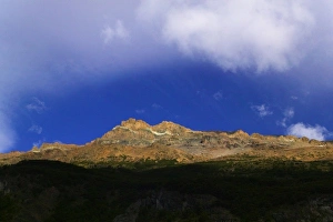Los Glaciares Prints: Landscape of mountain with meadow, Lago Condor, National Park Los Glaciares, El Chalten